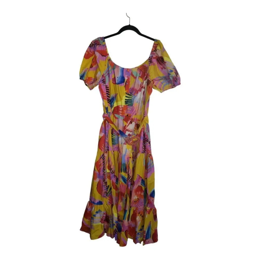 Farm Rio Yellow Multi Floral-Print Off-Shoulder Belted Maxi Dress new with tags - Picture 6 of 10
